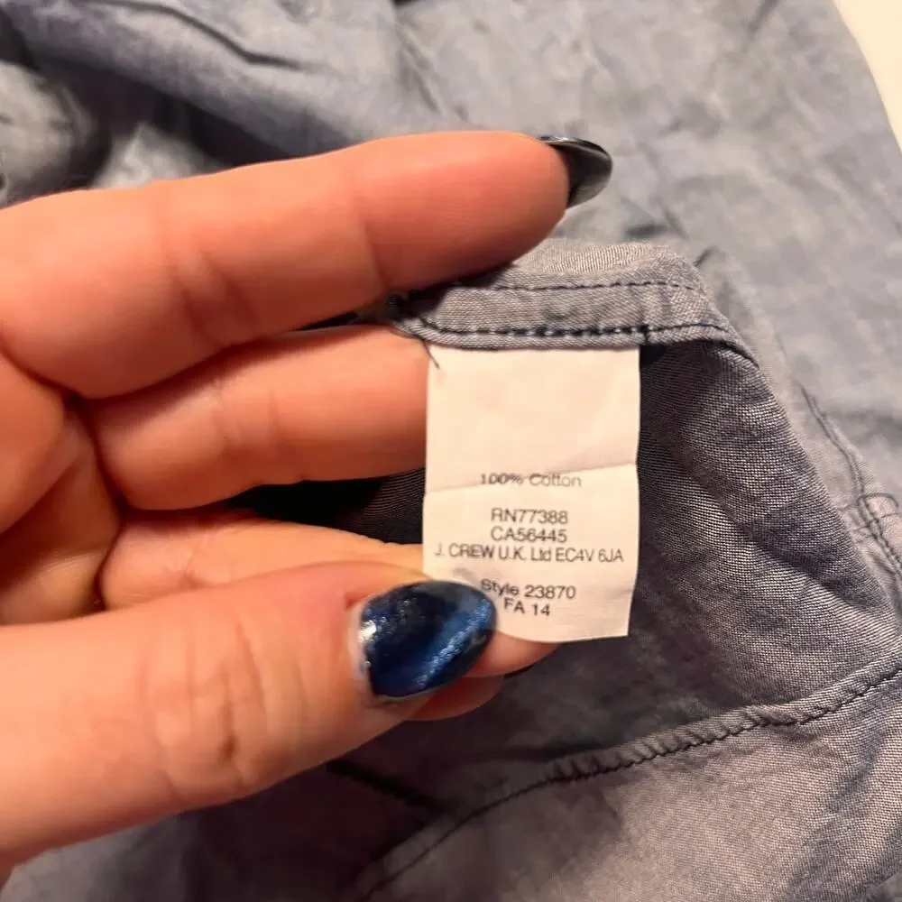 J. Crew Gray Roll-tab Long Sleeve Button Down Shirt Size XS